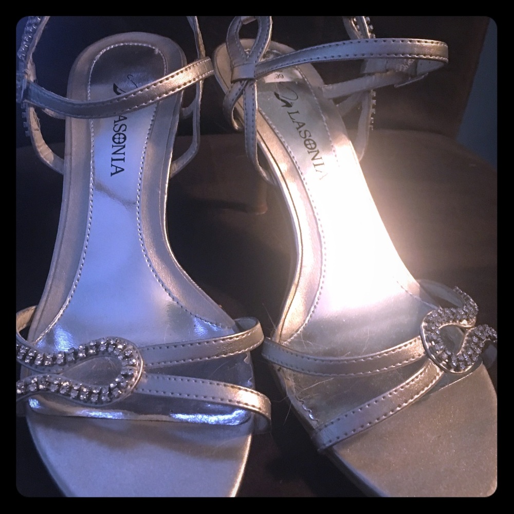 Lasonia silver open toe 3 inch heel